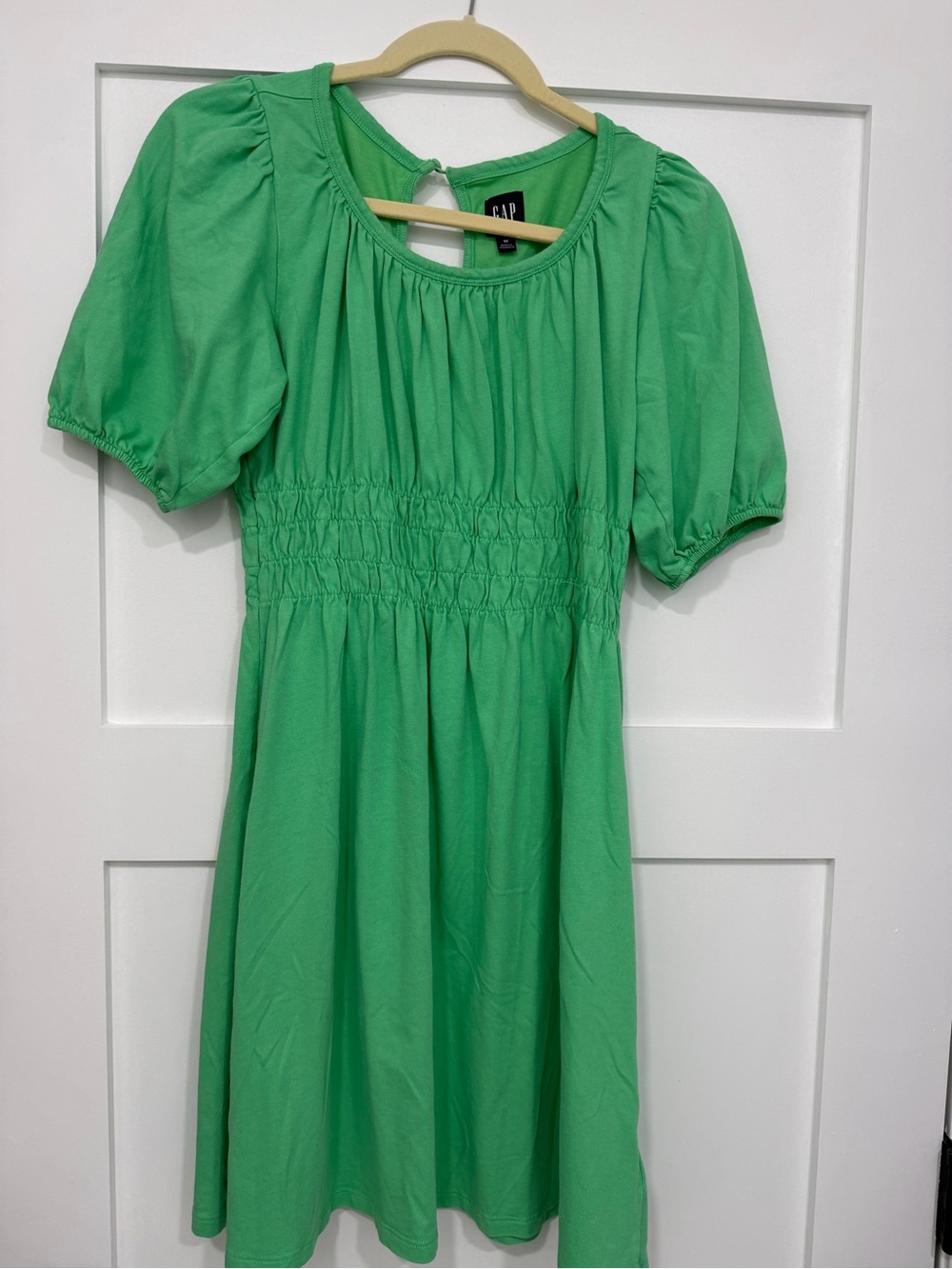 GAP Green Smocked Waist Puff Sleeve Midi Dress – Size M